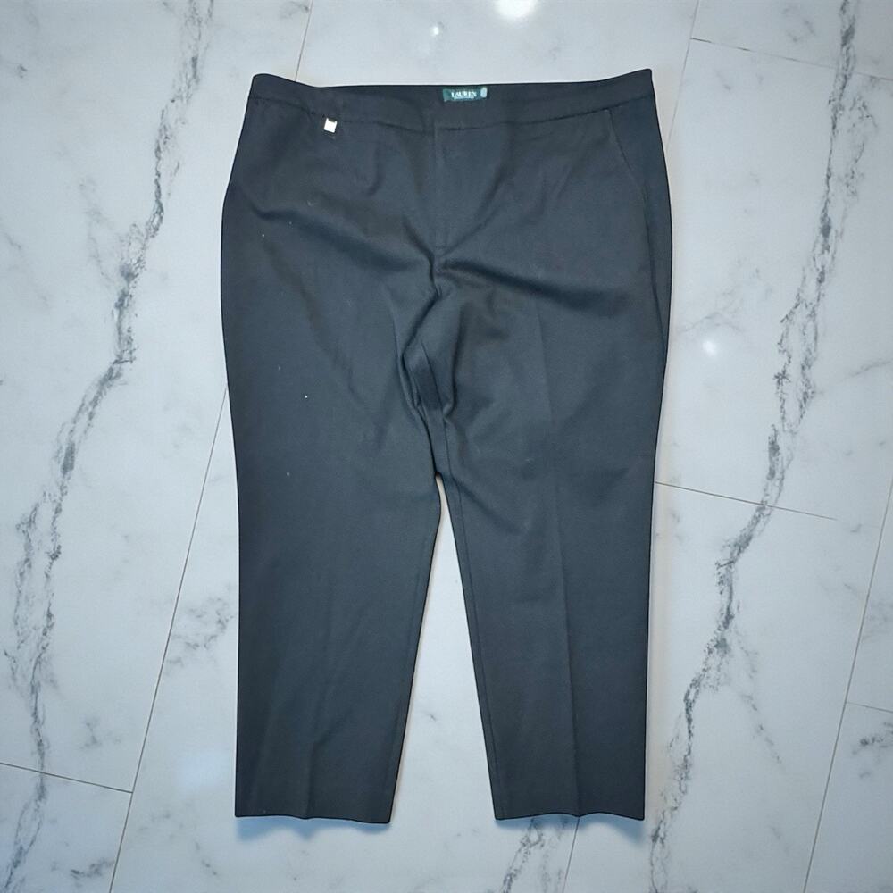 Lauren Ralph Lauren Womens Black Flat Front Straight Leg Chino Pants Size 20W